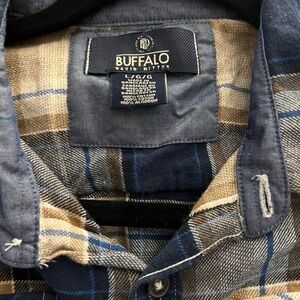 Boys Buffalo David Bitton Blue and Tan Checkered Shirt